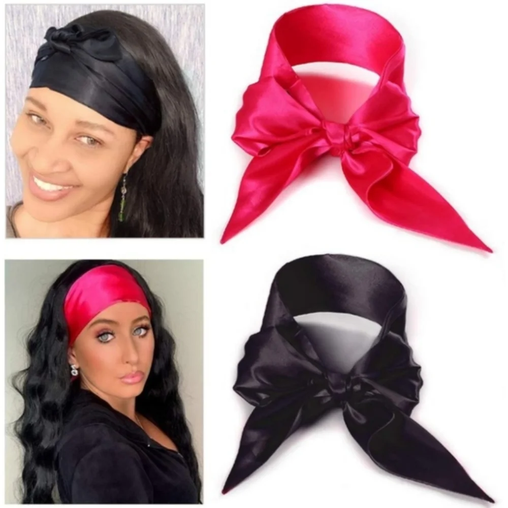 Blooming Hair 2 PCS Satin Headband Wrap